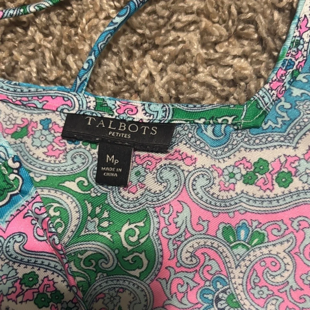 Talbots Blue and Green Paisley Blouse - Picture 9 of 10
